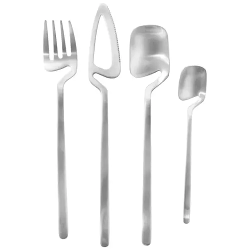 Juego de cubiertos para 6 plateado diseño calado de acero inoxidable de 26.5×26.5×4.2cm