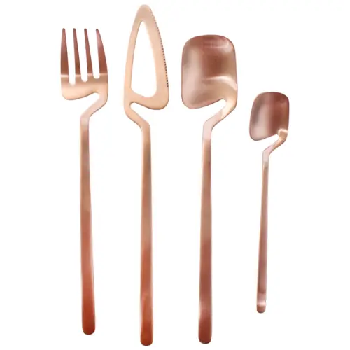 Juego de cubiertos para 6 cobre diseño calado de acero inoxidable de 26.5×26.5×4.2cm