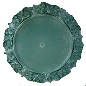 Plato de presentación verde con orilla diseño grecas de 33x33x2cm
