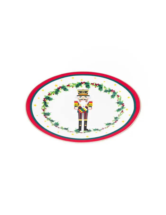 Plato de cerámica diseño cascanueces con orilla roja de 19.5cm - Image 2