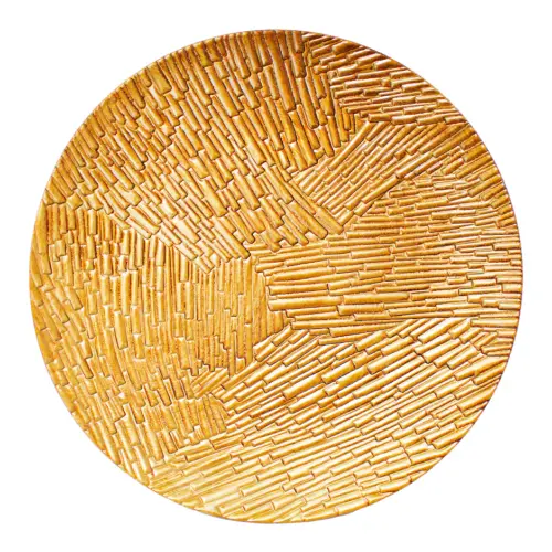 Plato de presentación dorado diseño corteza de 33cm