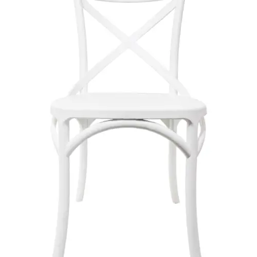 Silla de plastico blanca con respaldo diseño X de 52x49x87cm