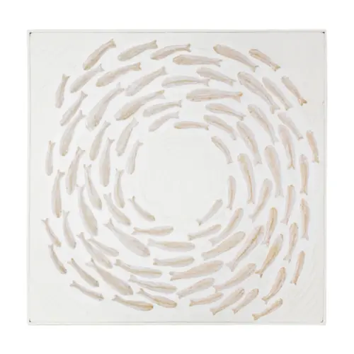 Cuadro diseño peces en circulos en tonos beige de 57×2.5x57cm