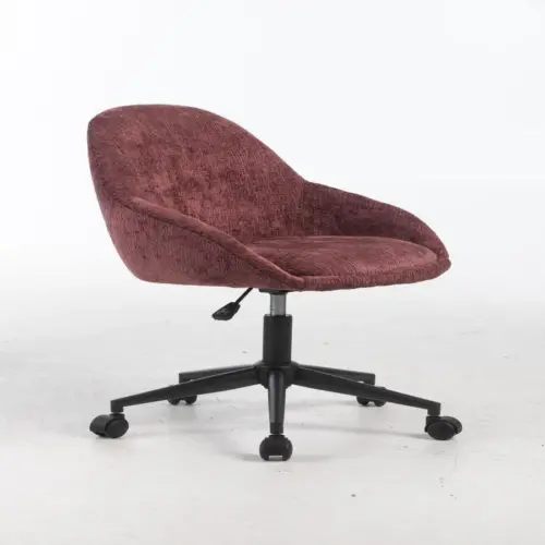 Sillon giratorio de tela guinda de 56.5x61x77.5/87cm peso soportado136kgs