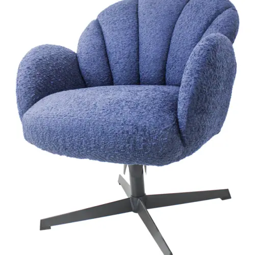 Sillón giratorio de terciopelo azul oscuro de 70×71.5x78cm peso soportado136kgs