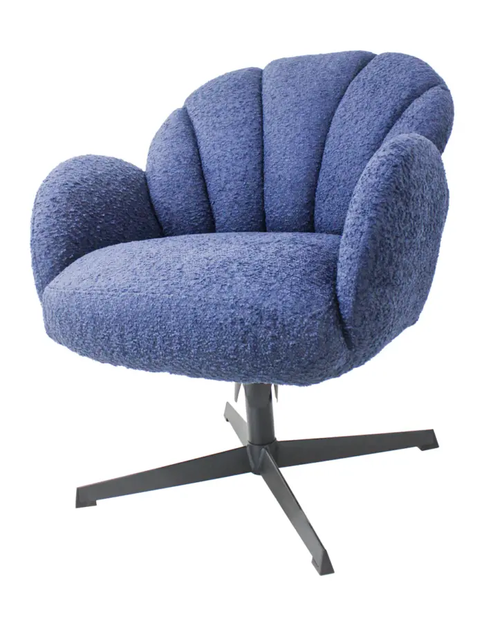 Sillón giratorio de terciopelo azul oscuro de 70x71.5x78cm peso soportado136kgs - Image 2