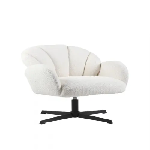 Sillón giratorio de tela blanca de 70×71.5x78cm peso soportado136kgs