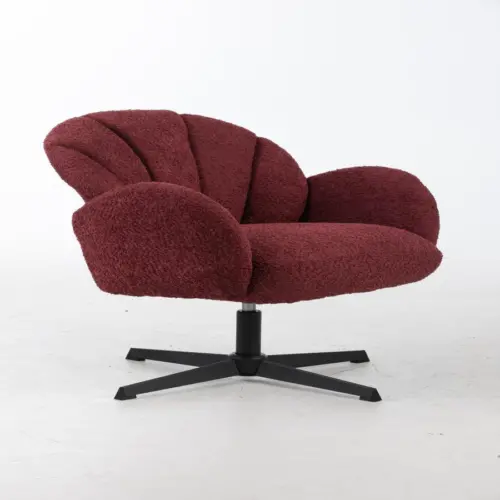 Sillón giratorio de tela guinda de 70×71.5x78cm peso soportado136kgs