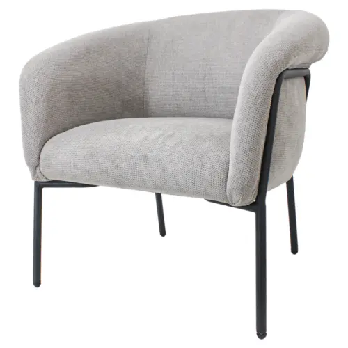 Sillón de terciopelo gris claro de 71x70x70.5cm peso soportado136kgs