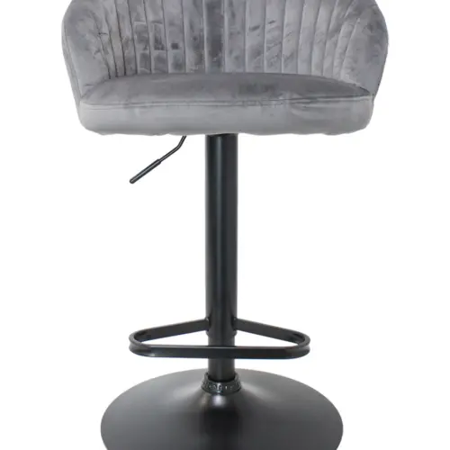 Banco de bar de terciopelo gris de 53x54x88.5/104cm peso soportado120kgs