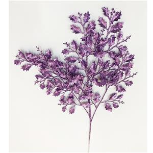 Rama de hojas de muerdago color lilas diamantadas