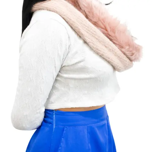 Bufanda de invierno con peluche rosa de 35x1x35cm