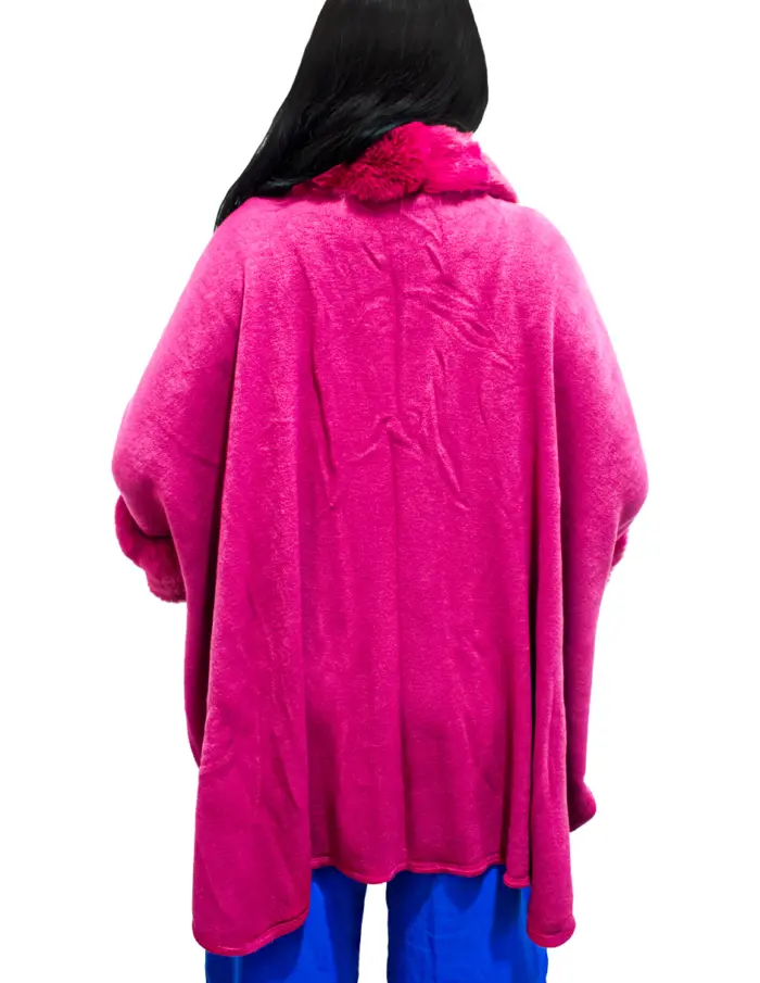 Poncho con peluche fucsia de 80x115x80cm - Image 3
