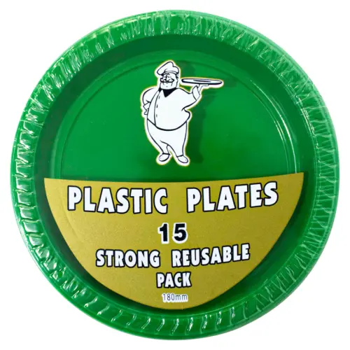 Juego de 15 platos verdes de plástico de 17.8cm