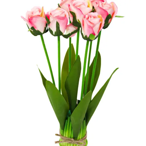 Ramo con base y rosas rosa de 8x8x41cm
