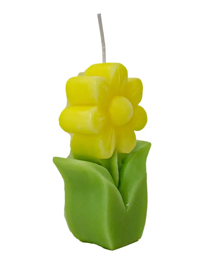 Vela diseño flor amarilla de 3x6.2x10cm - Image 2