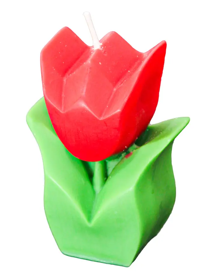 Vela decorativa diseño de tulipán rojo de 3.5x6x8.3cm - Image 2