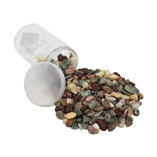Caja con piedras de río de colores de 2 kg de 1.5-2cm de 10x10x18cm