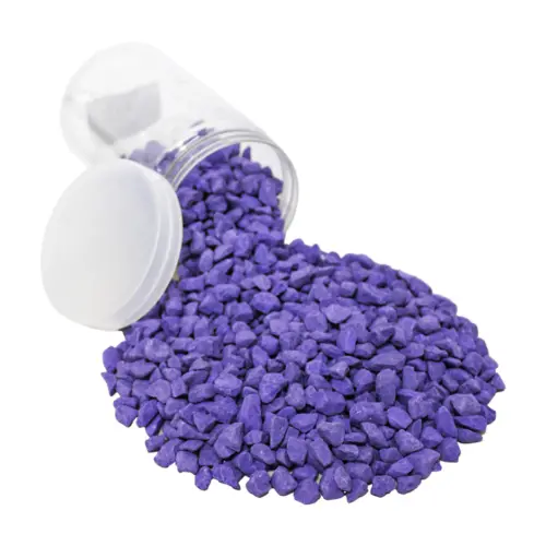 Caja de piedras gravilla de colores morado de 2kg de 1-1.5cm de 10x10x18cm