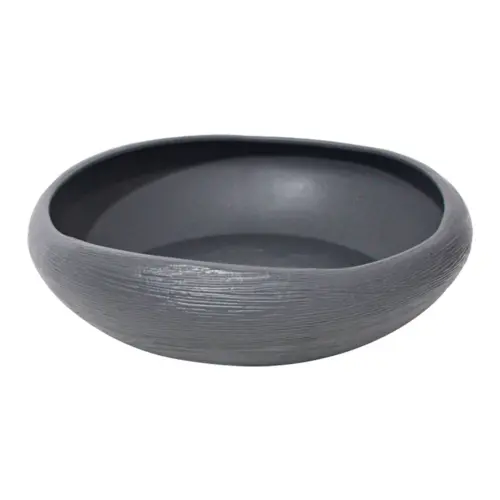 Maceta de plástico redonda gris de 38x38x10cm