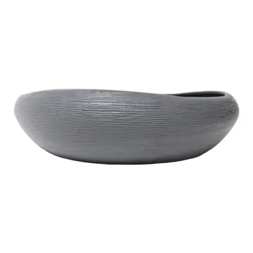 Maceta de plástico redonda gris de 38x38x10cm