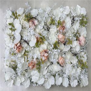 Tapete artificial blanca con hojas y flores beige de 40x60x4cm