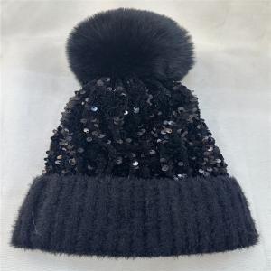 Gorro de invierno negro con lentejuelas de 22x22x30cm