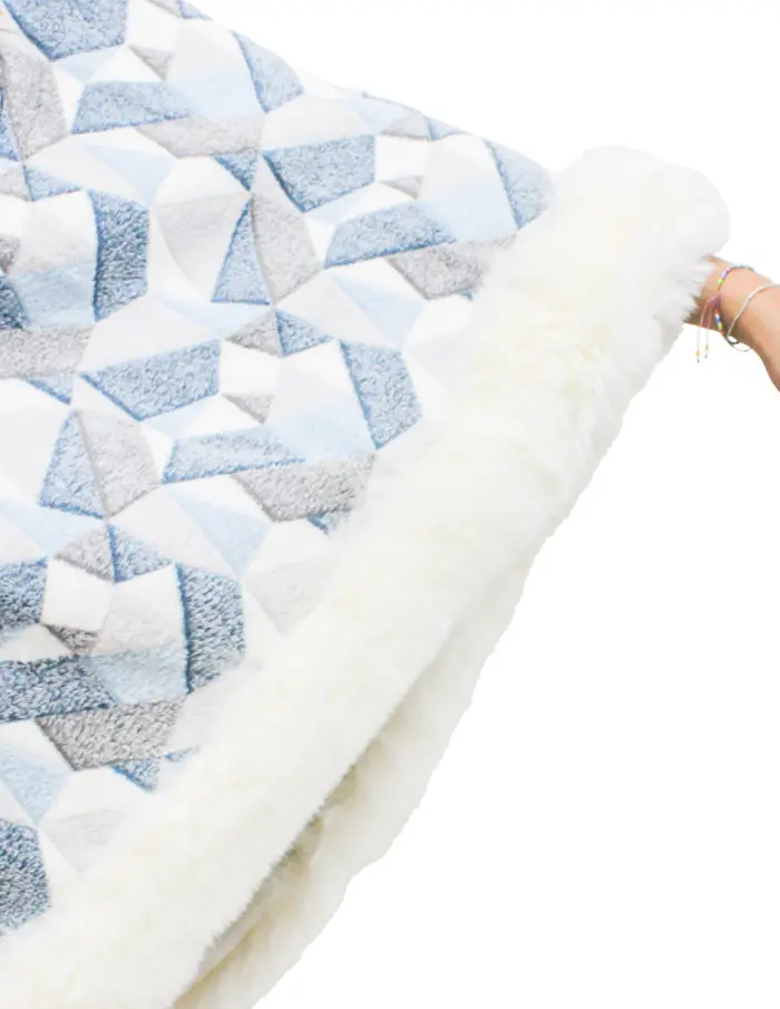 Capa de invierno estampado azul con orilla de peluche blanco de 108x88x0.1cm - Image 4