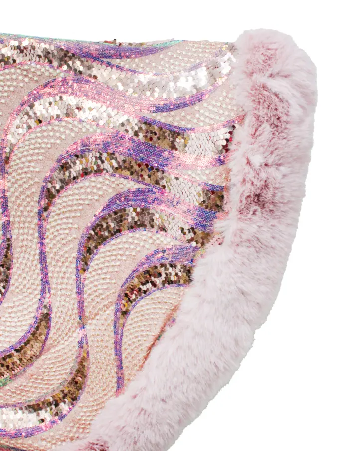 Capa de invierno rosa con orilla de peluche y lentejuelas de 96x74x0.1cm - Image 4