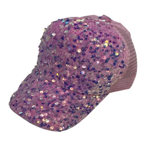 Gorra rosa con lentejuelas de 16x27x10cm