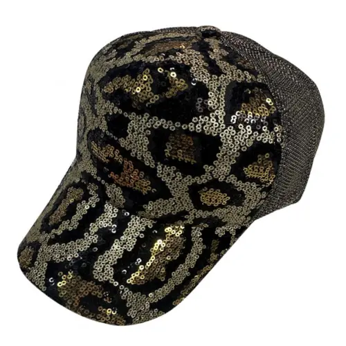 Gorra de color dorado diseño animal print de 16x27x10cm
