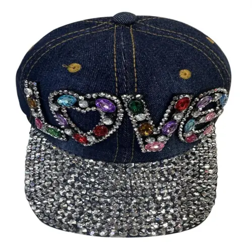 Gorra de color azul con brillantes de 17x28x11cm