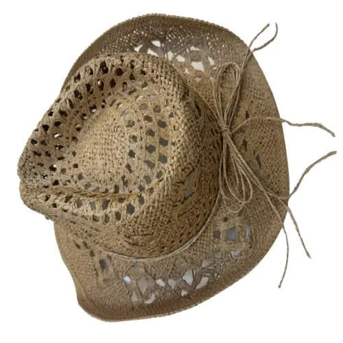 Sombrero tejido caqui de 33x37x12cm
