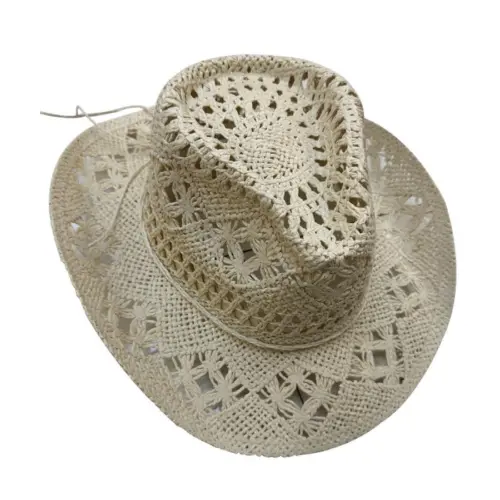 Sombrero tejido beige de 33x37x12cm