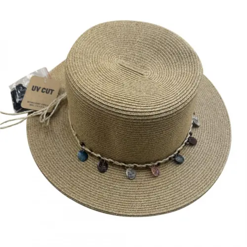 Sombrero de verano caqui de 32x33x9cm