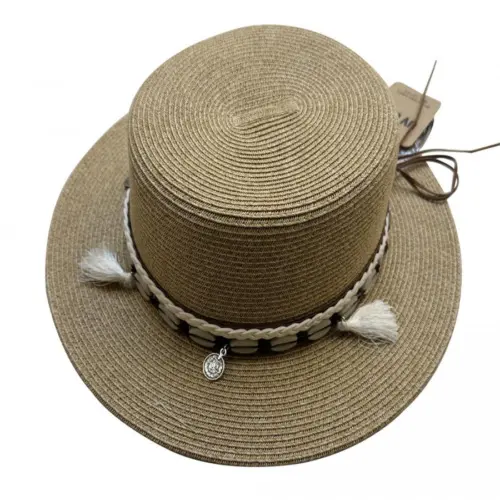 Sombrero de verano caqui de 32x33x9cm