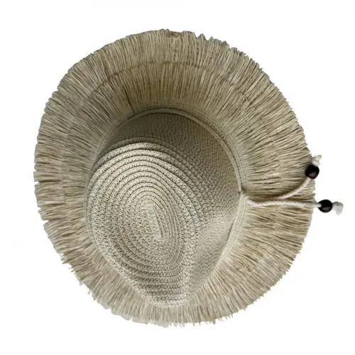 Sombrero de verano beige de 34x36x11cm
