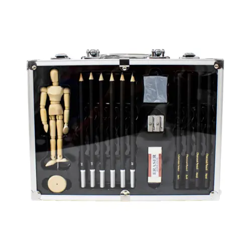 Kit de arte con maniquí de madera y pinturas acrílicas con 38 piezas de 5.5×28.5x23cm