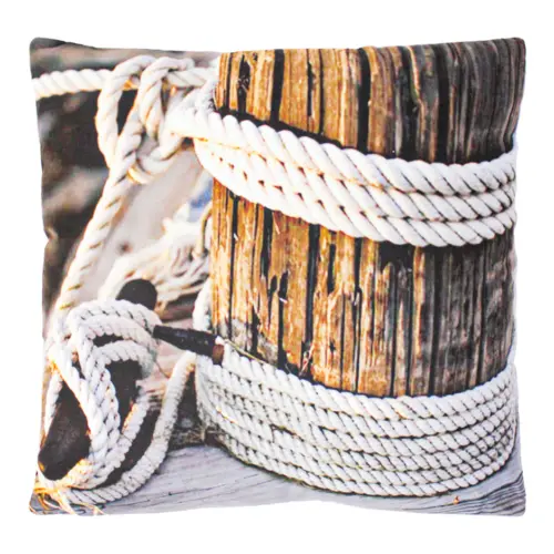 Cojín estampado lazo en madera de 45X45cm 100% Polyester