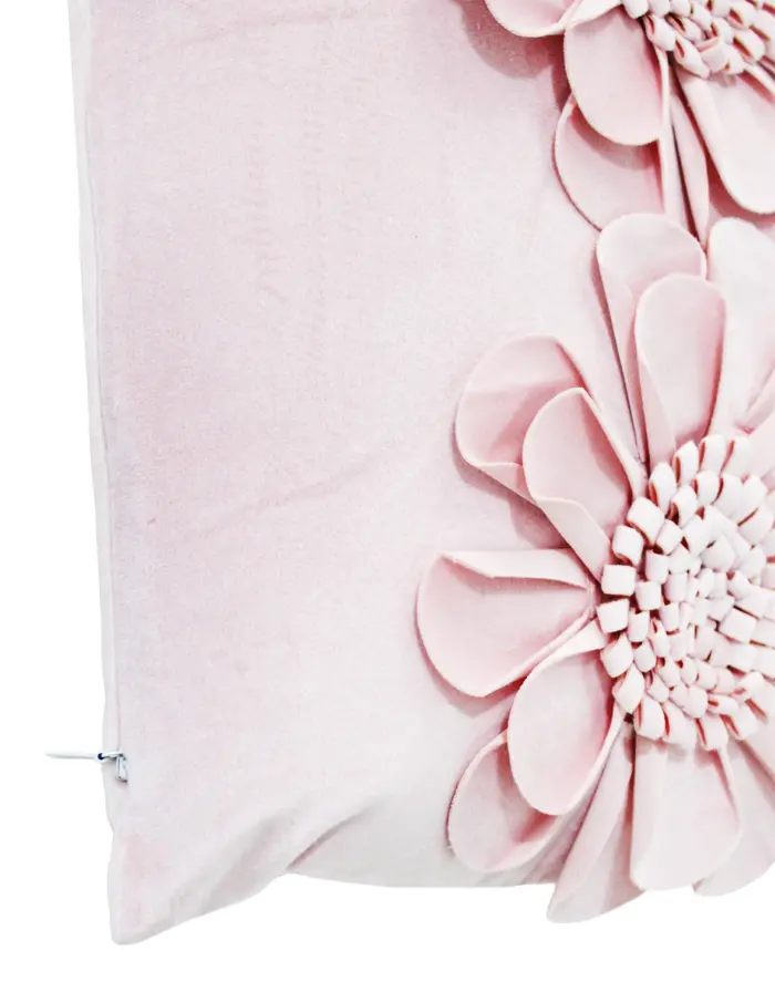 Cojín de terciopelo con flores rosas pastel de 30X50cm 100% Polyester - Image 3