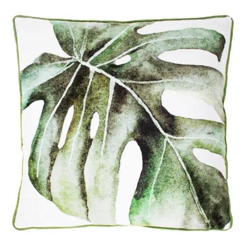 Cojín de terciopelo estampado hoja de 45X45cm 100% Polyester