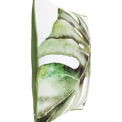 Cojín de terciopelo estampado hoja de 45X45cm 100% Polyester