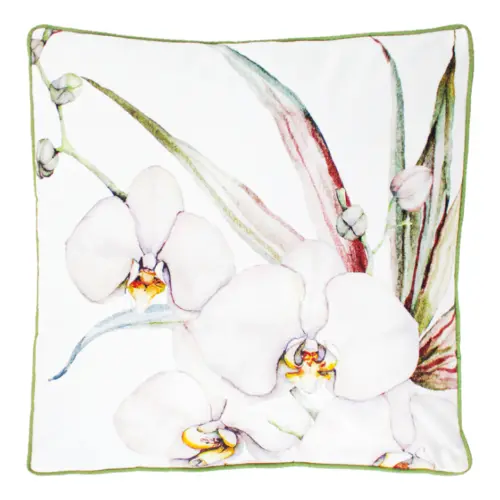 Cojín de terciopelo con flores lilas de 45X45cm 100% Polyester