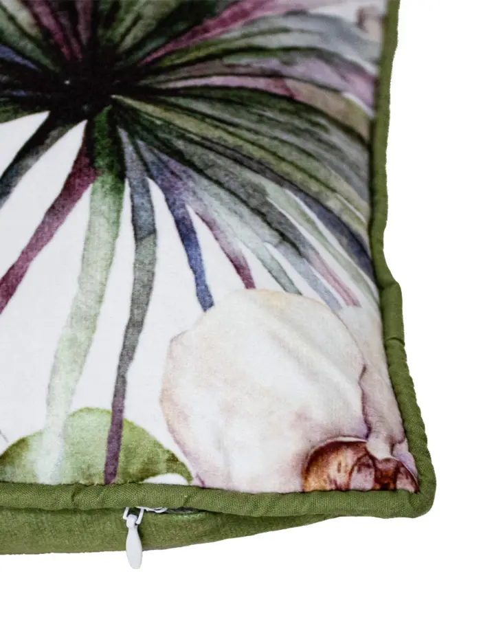 Cojín de terciopelo con alcatraces y hojas verdes de 45X45cm 100% Polyester - Image 3