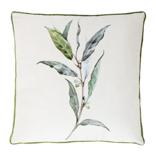 Cojín de terciopelo con rama con hojas de 45X45cm 100% Polyester