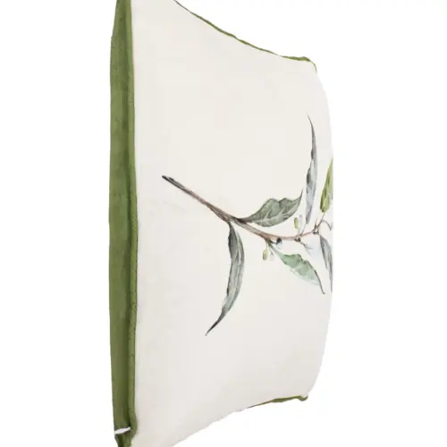 Cojín de terciopelo con rama con hojas de 45X45cm 100% Polyester
