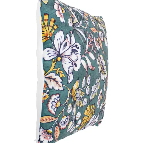 Cojín estampado con verde con hojas de colores de 45X45cm 100% Polyester