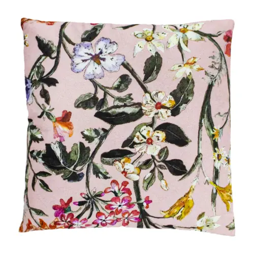 Cojín estampado rosa con flores de 45X45cm 100% Polyester