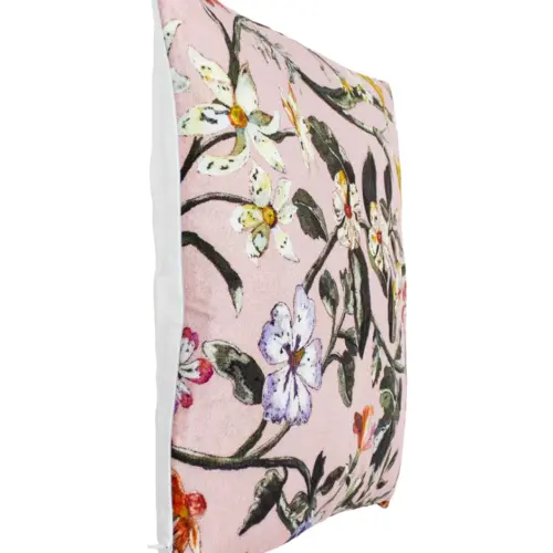 Cojín estampado rosa con flores de 45X45cm 100% Polyester