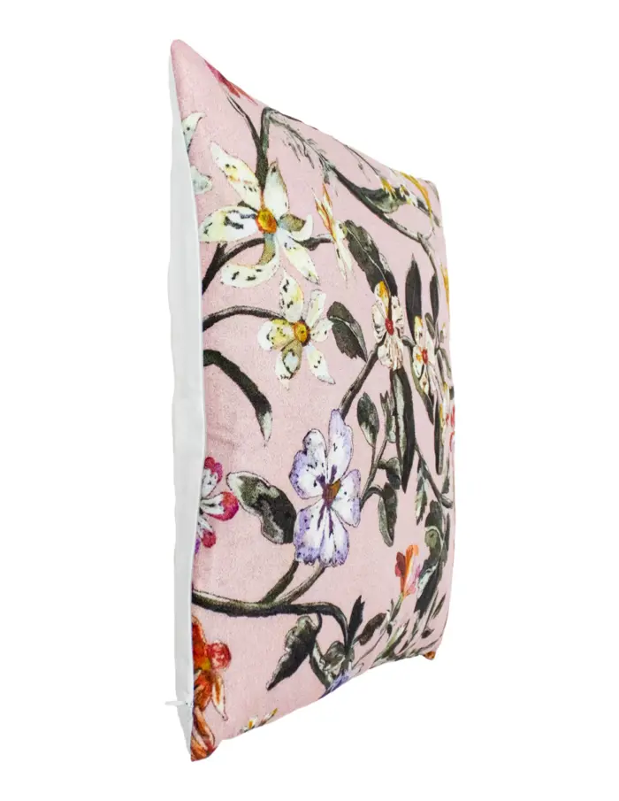 Cojín estampado rosa con flores de 45X45cm 100% Polyester - Image 2